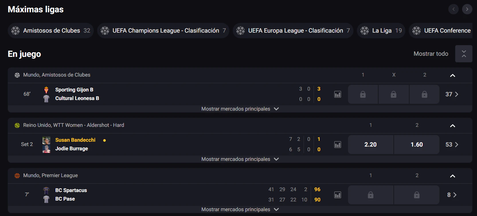Apuestas deportivas y eSports en amonbet